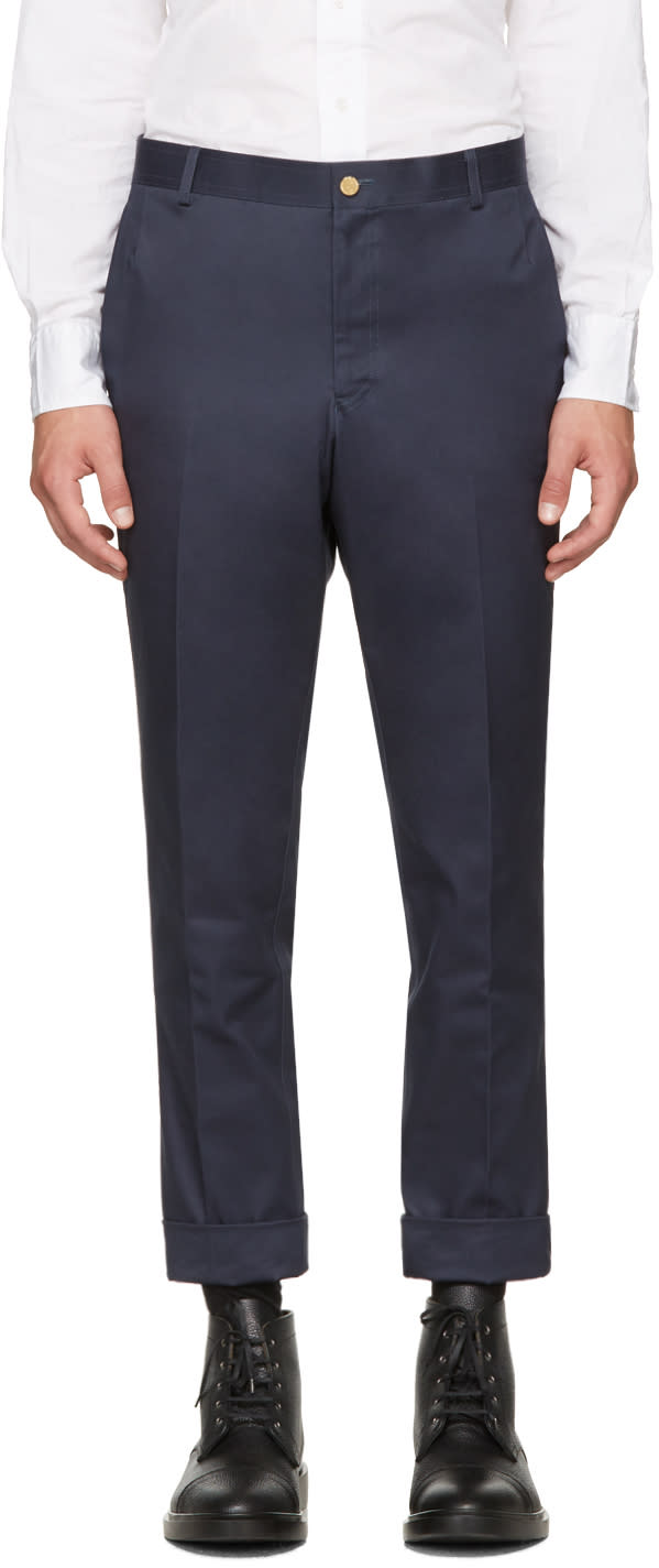 Thom Browne Navy Unconstructed Chinos