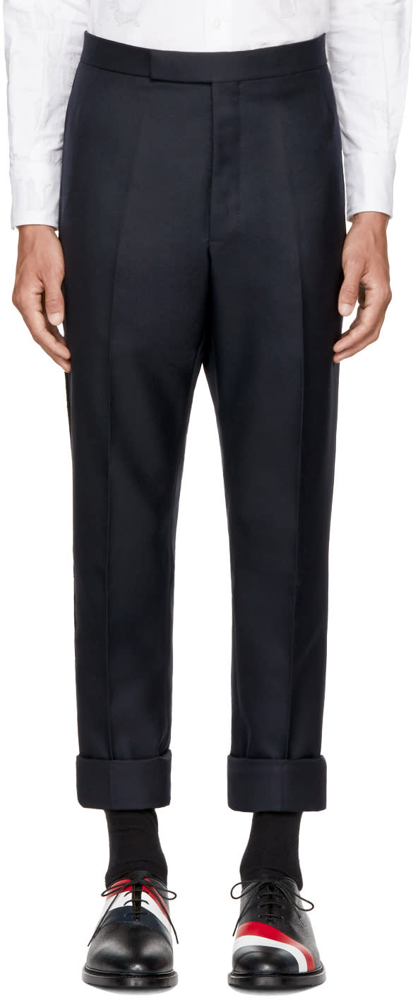Thom Browne Navy Classic Selvedge Backstrap Trousers