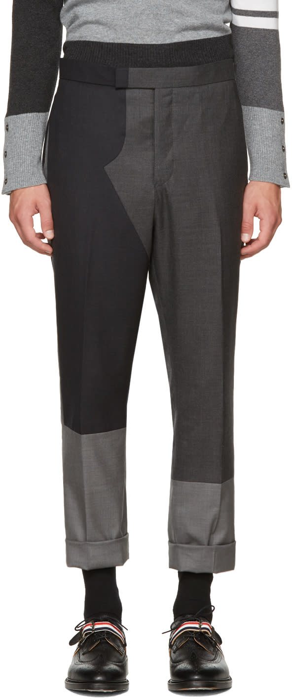 Thom Browne Grey Pattern Patchwork Backstrap Trousers