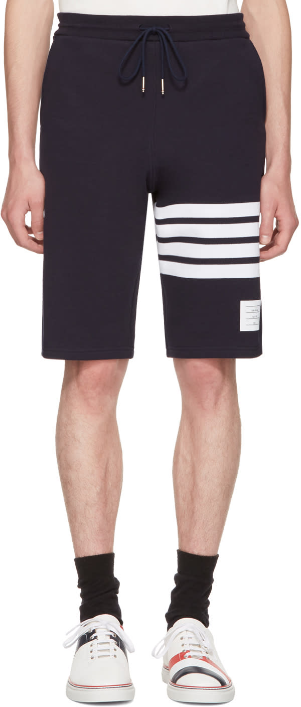 Thom Browne Navy Classic Four Bar Lounge Shorts