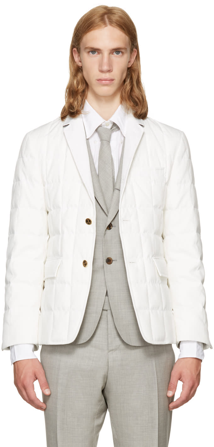 Thom Browne White Down Classic Blazer