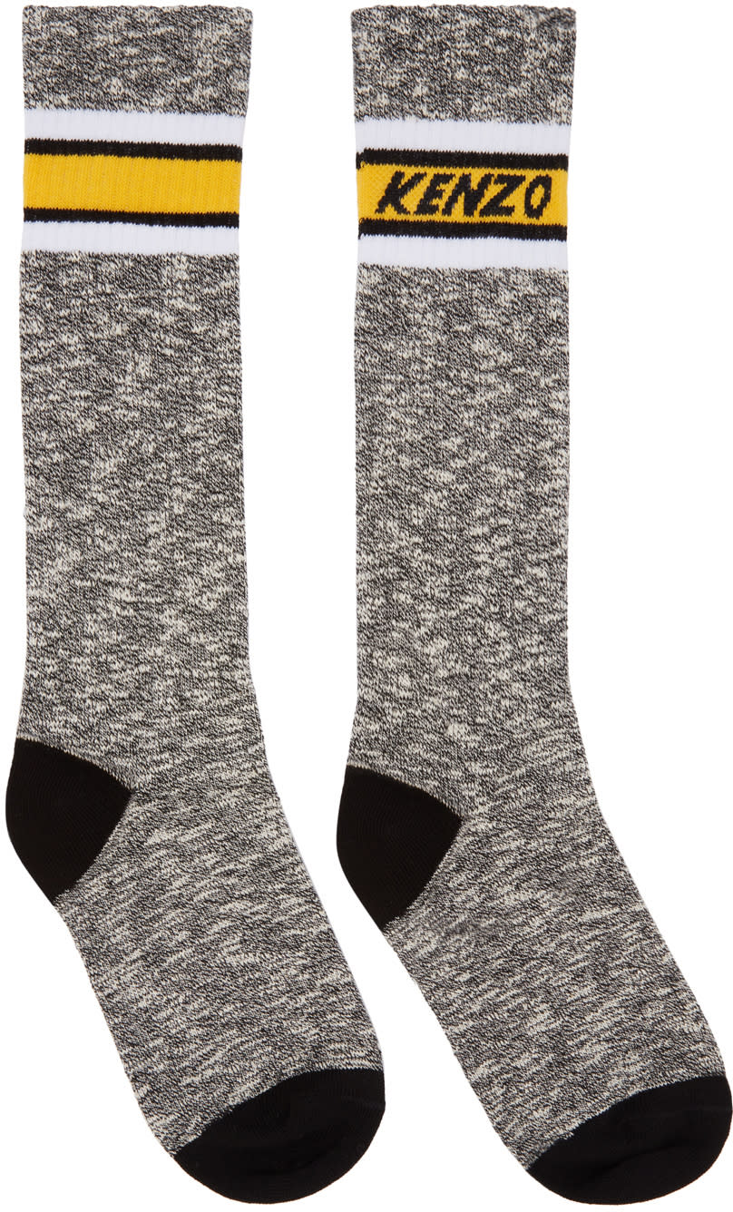 Kenzo Black and White Logo Stripe Socks