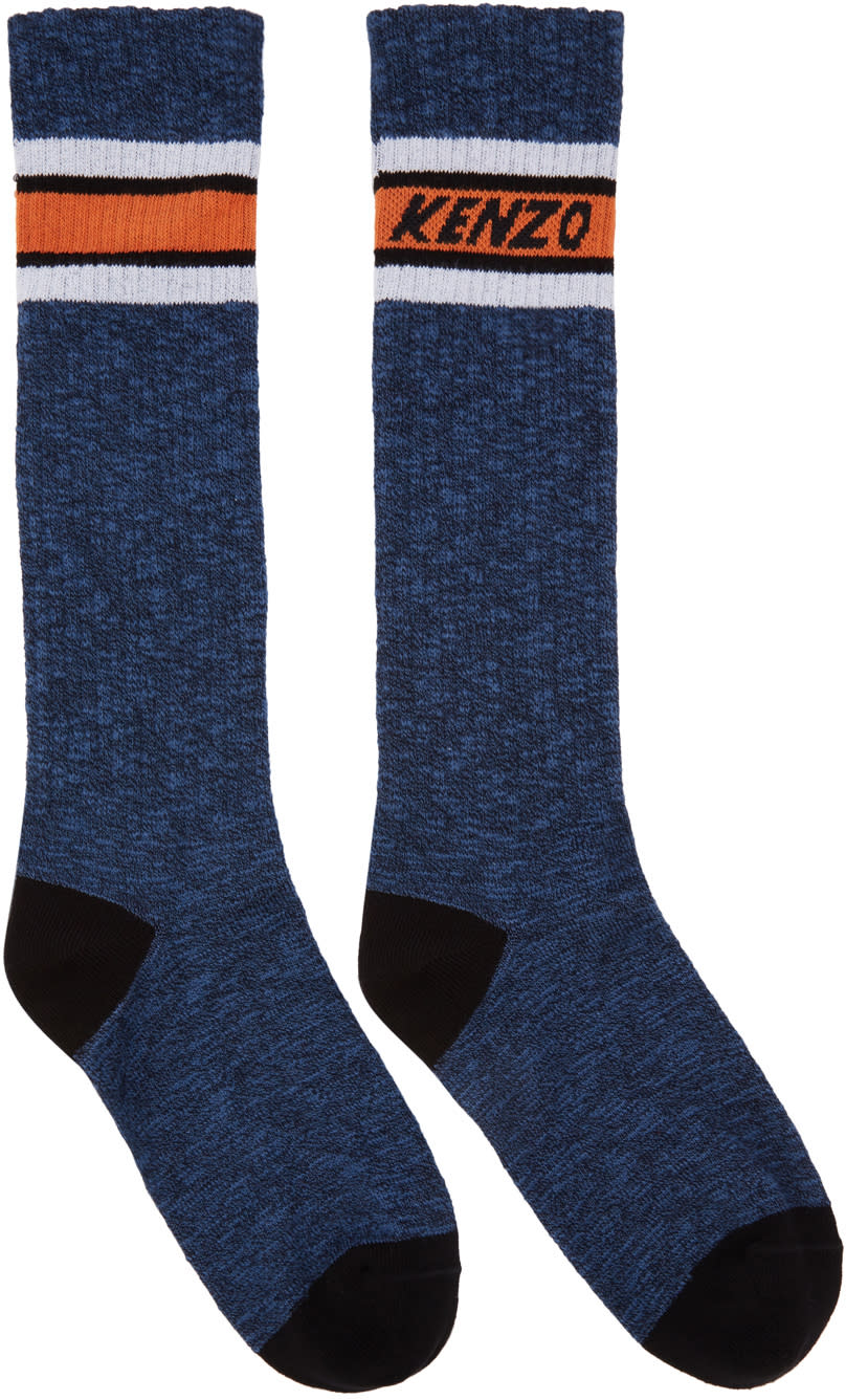 Kenzo Blue Logo Stripe Socks