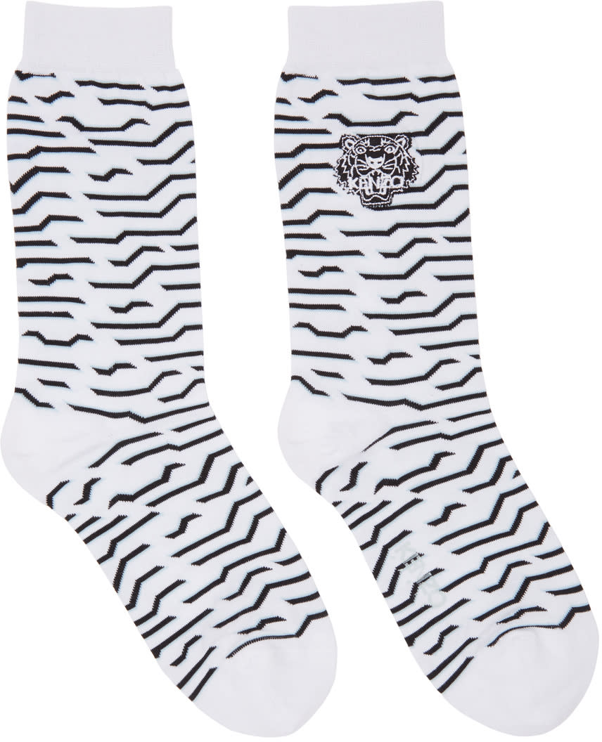 Kenzo White Geo Tiger Socks