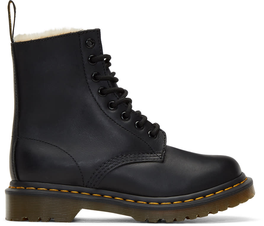 Dr. Martens Black Fur-lined Serena Boots