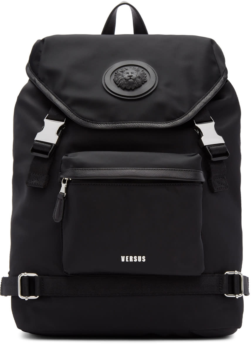 Versus Black Nylon Lion Backpack
