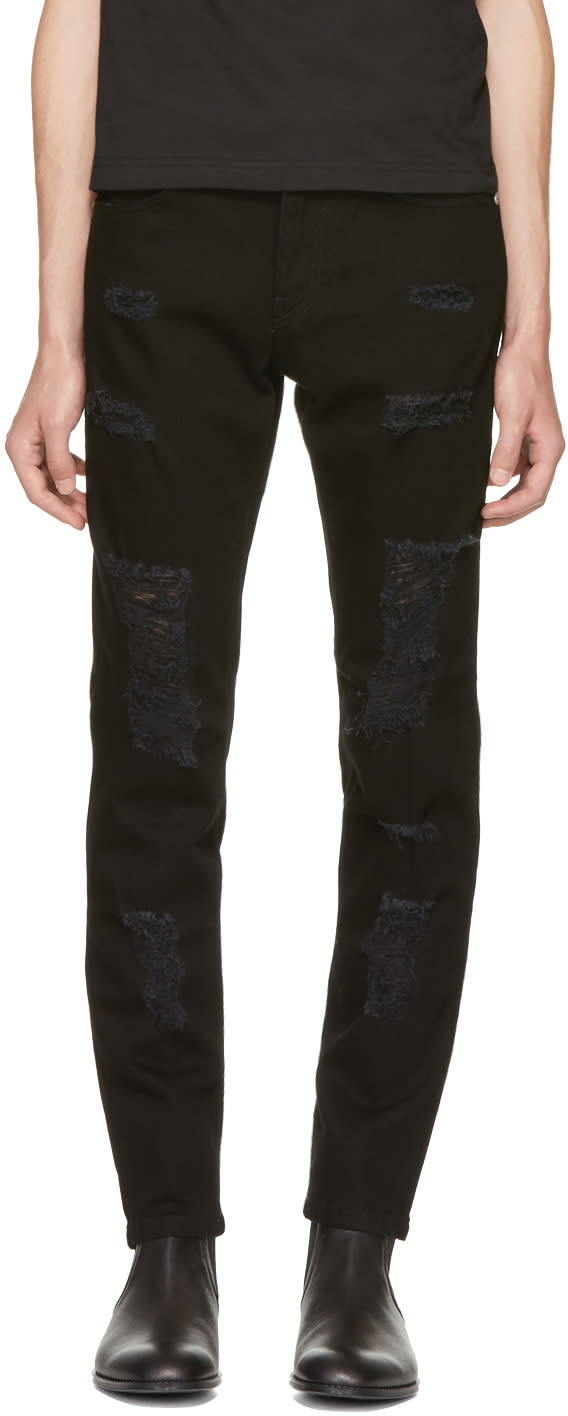 Versus Black Destroyed Jeans