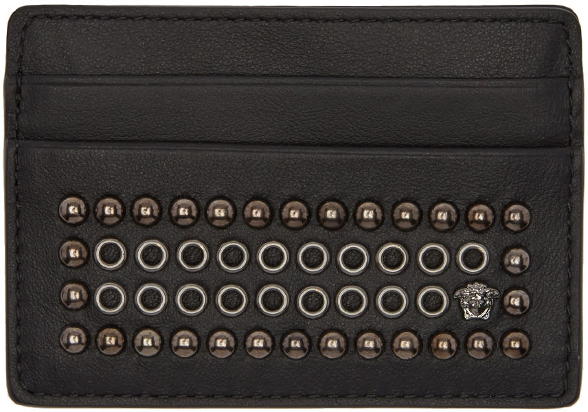 Versace Black Studded Card Holder