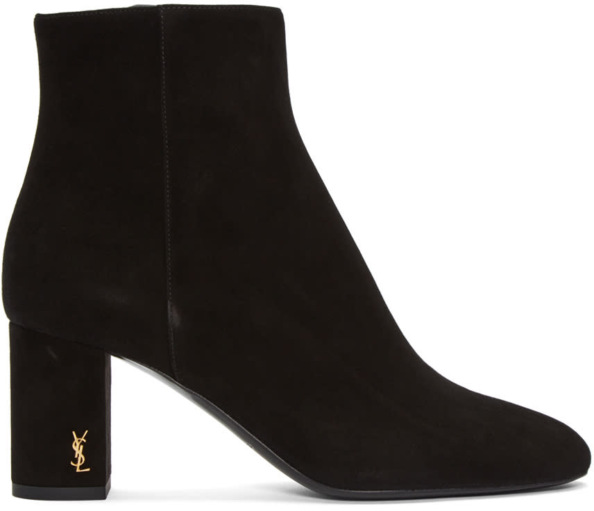 Saint Laurent Black Suede Loulou Zipped Boots