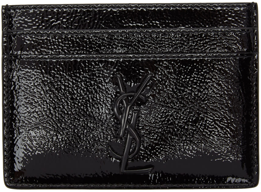 Saint Laurent Black Patent Monogram Card Holder