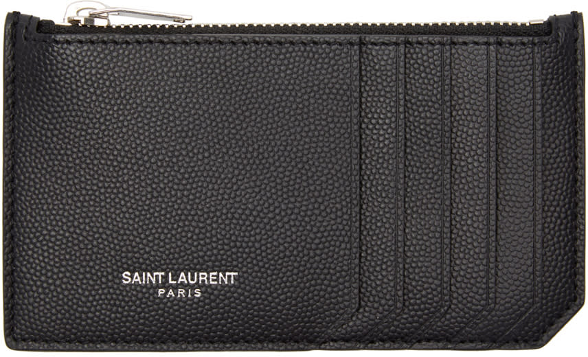 Saint Laurent Black 5 Fragments Zip Card Holder