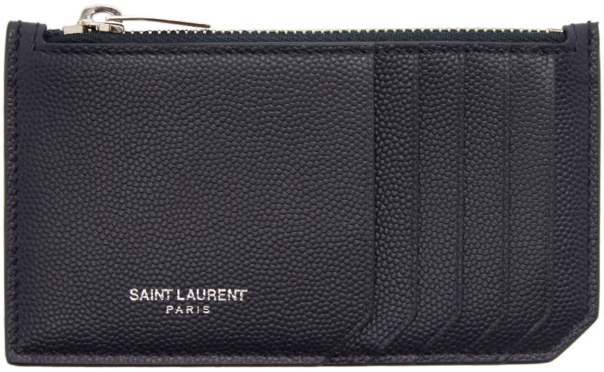 Saint Laurent Navy 5 Fragments Zip Card Holder