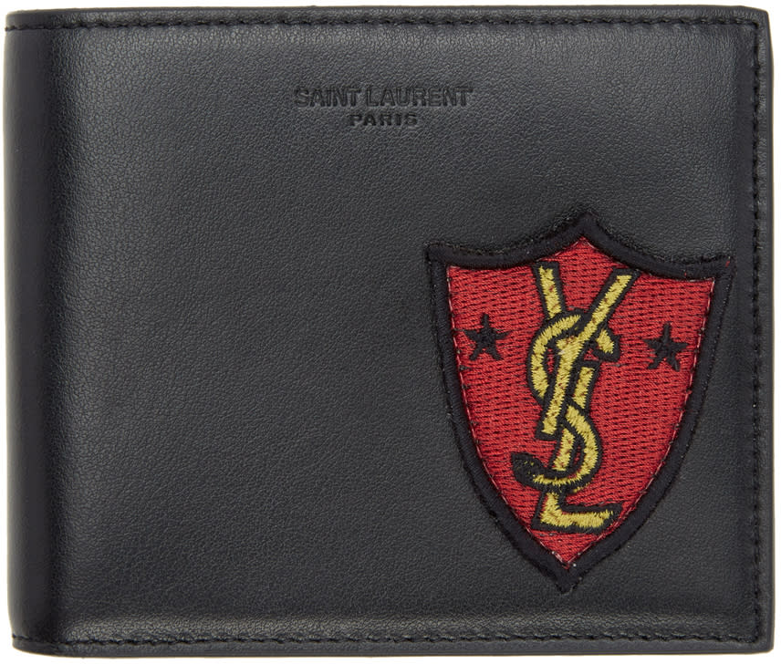 Saint Laurent Black Shield Patch East West Wallet