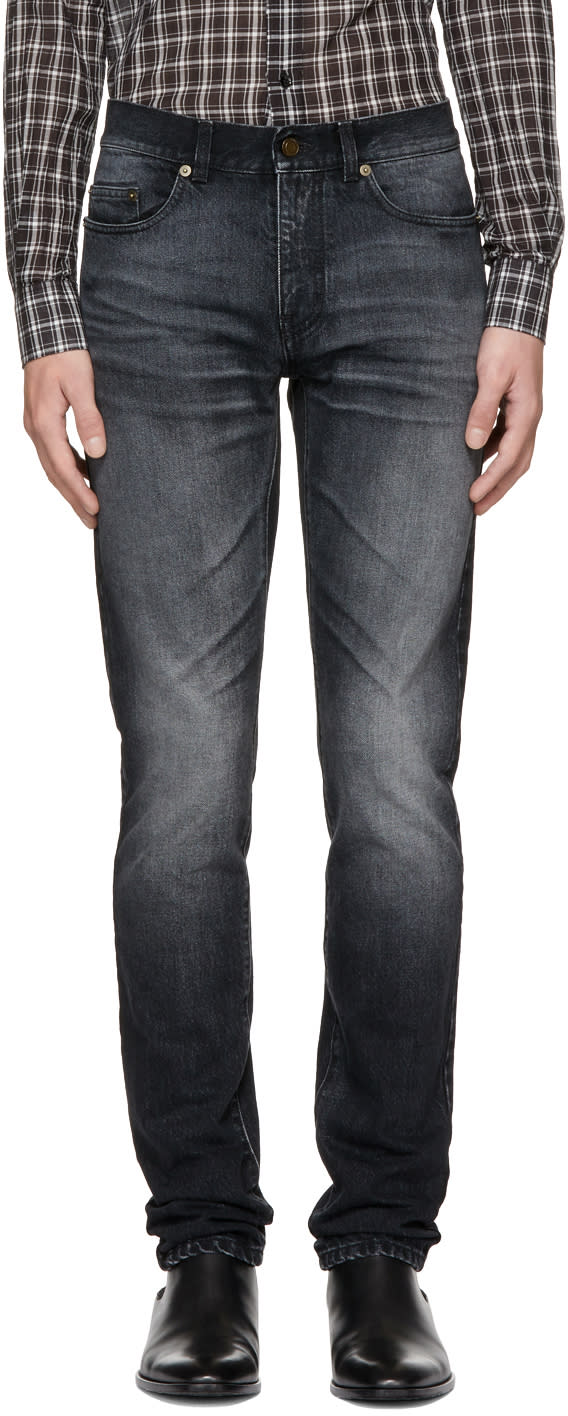 Saint Laurent Black universitE Low-waisted Skinny Jeans