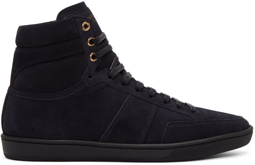 Saint Laurent Navy Suede Court Classic Sl-10h High-top Sneakers