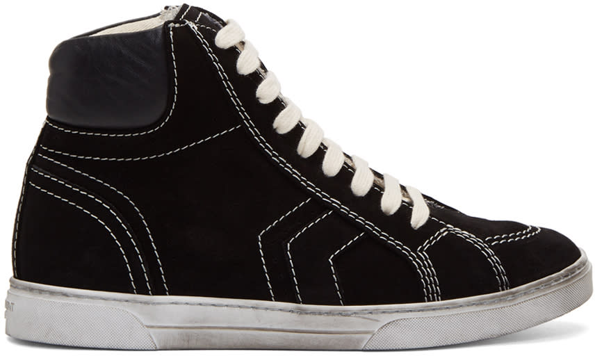 Saint Laurent Black Suede Antibes High-top Sneakers
