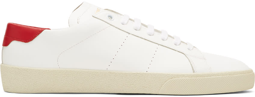 Saint Laurent White and Red Sl-06 Court Classic Sneakers