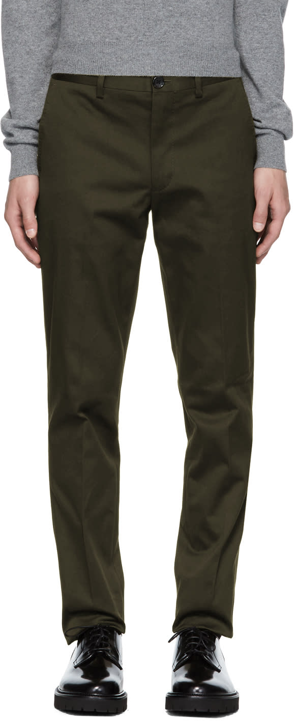 Ps By Paul Smith Green Slim Chinos