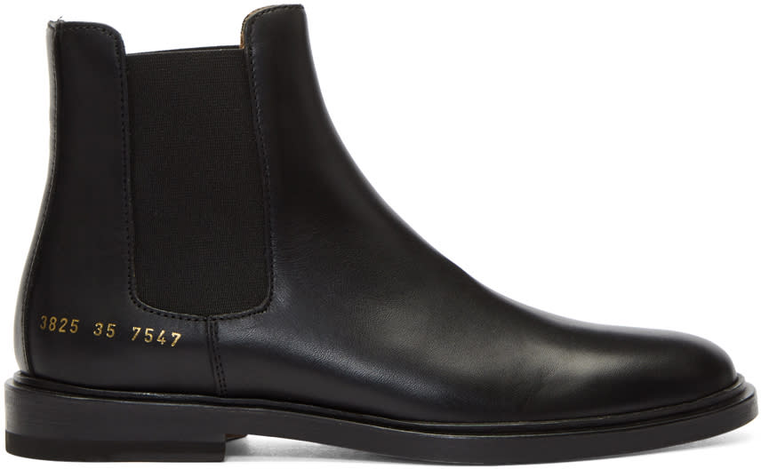 Woman By Common Projects Black Leather Chelsea Boots