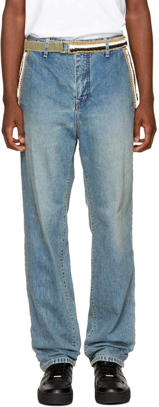 Sacai Blue Embroidered Jeans