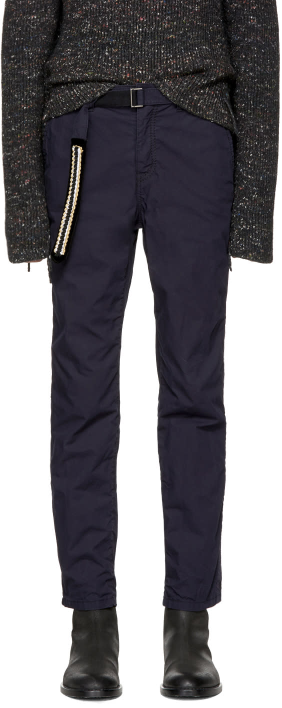 Sacai Navy Belted Cotton Trousers