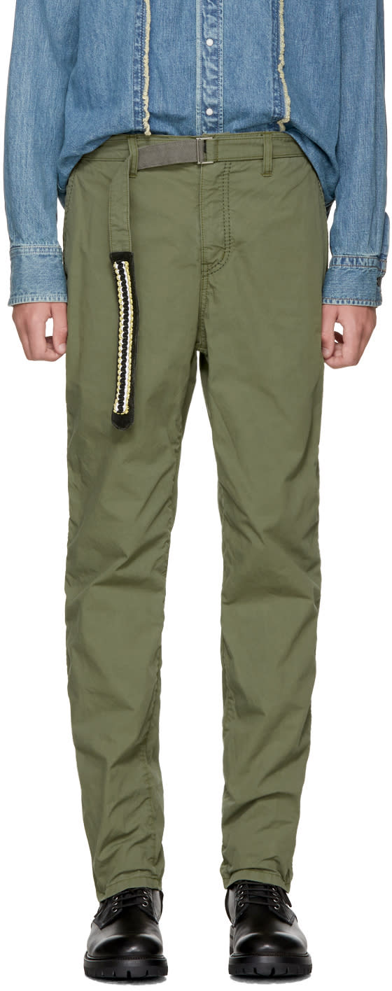 Sacai Khaki Washed Cotton Trousers