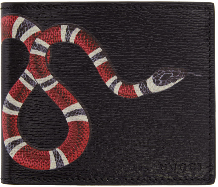 Gucci Black Leather Snake Wallet