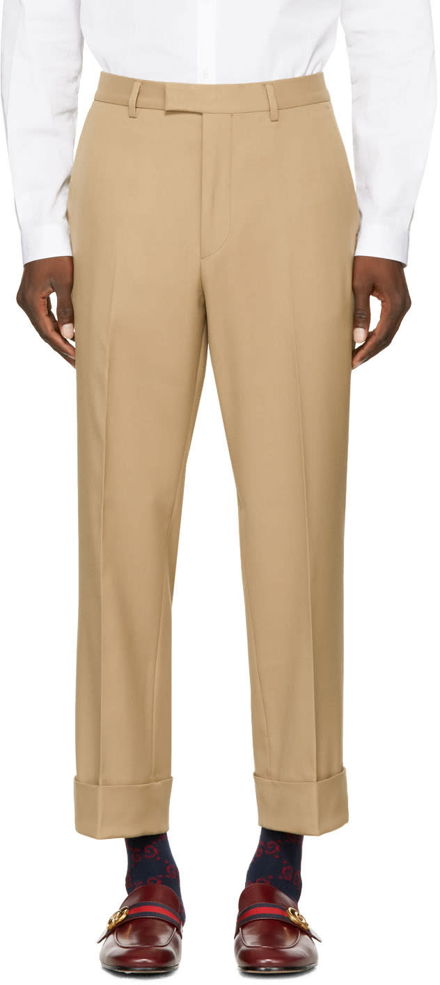 Gucci Tan Rolled Cuff Trousers