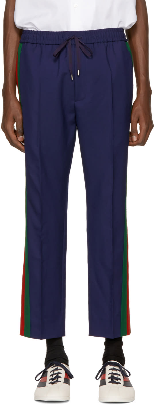 Gucci Navy Wool Cropped Trousers
