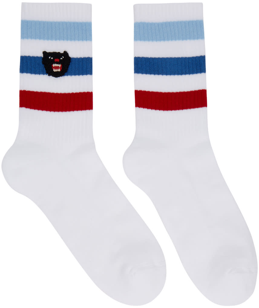 Gucci White Little Kitty Slam Socks