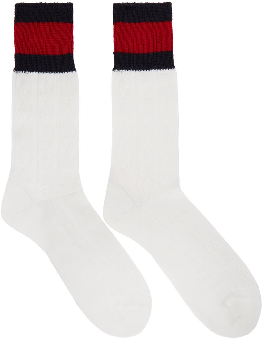 Gucci White Wool Web Socks