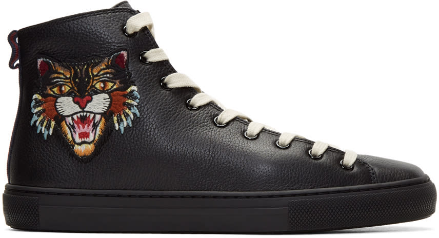 Gucci Black Angry Cat and Ufo Major High-top Sneakers