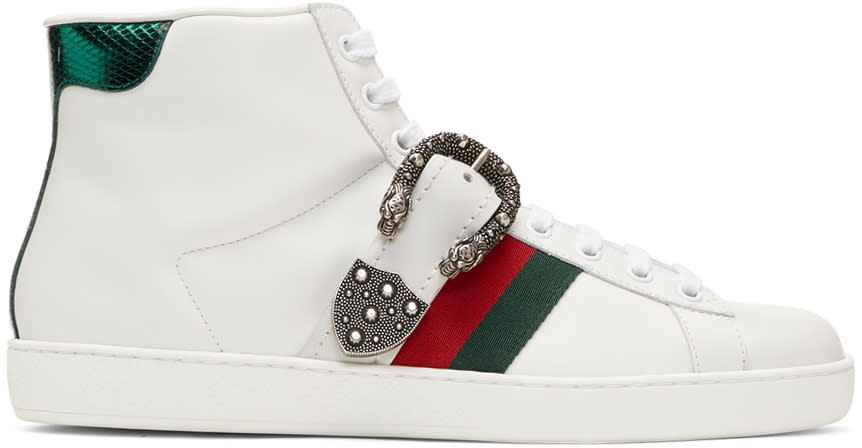 Gucci White Belt Ace High-top Sneakers