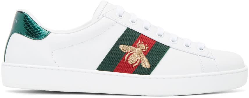Gucci White Bee Ace Sneakers