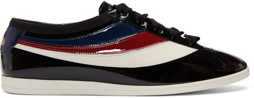 Gucci Black Patent Falacer Sneakers