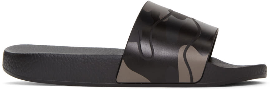 Valentino Black Valentino Garavani Camo Slide Sandals