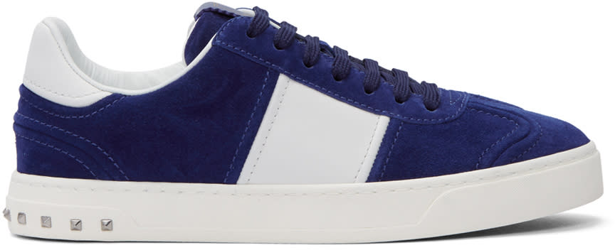 Valentino Blue and White Valentino Garavani Flycrew Sneakers