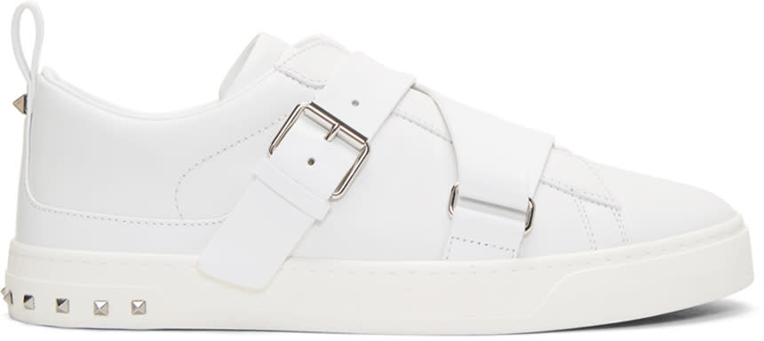 Valentino White Valentino Garavani V-punk Strap Sneakers