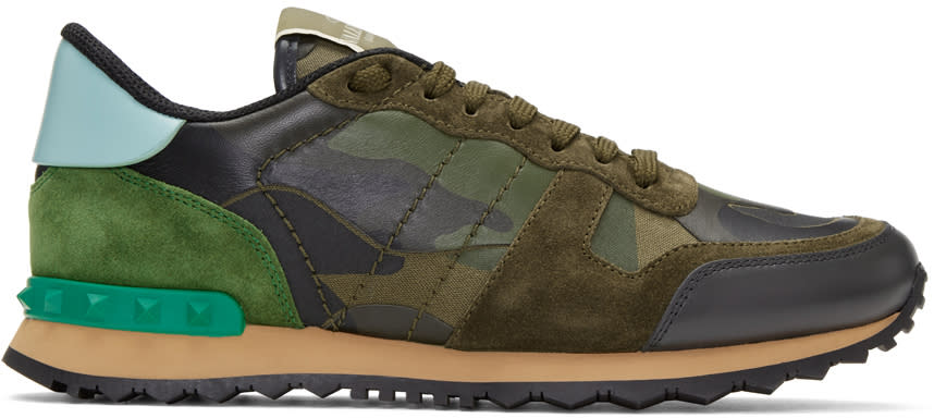 Valentino Green Valentino Garavani Camo Rockrunner Sneakers
