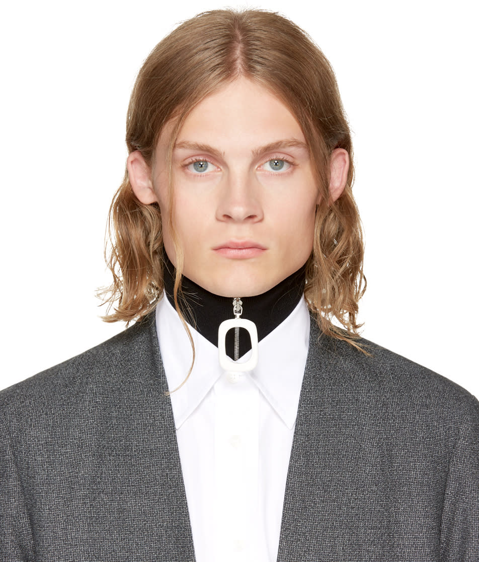 Jw Anderson Black Wool Neckband Collar