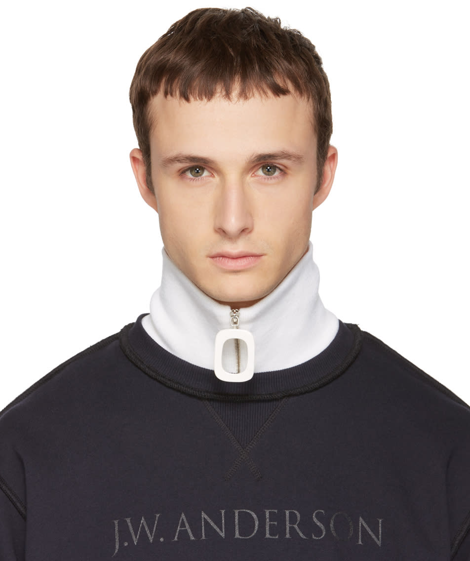 Jw Anderson White Merino Zip Neck Band