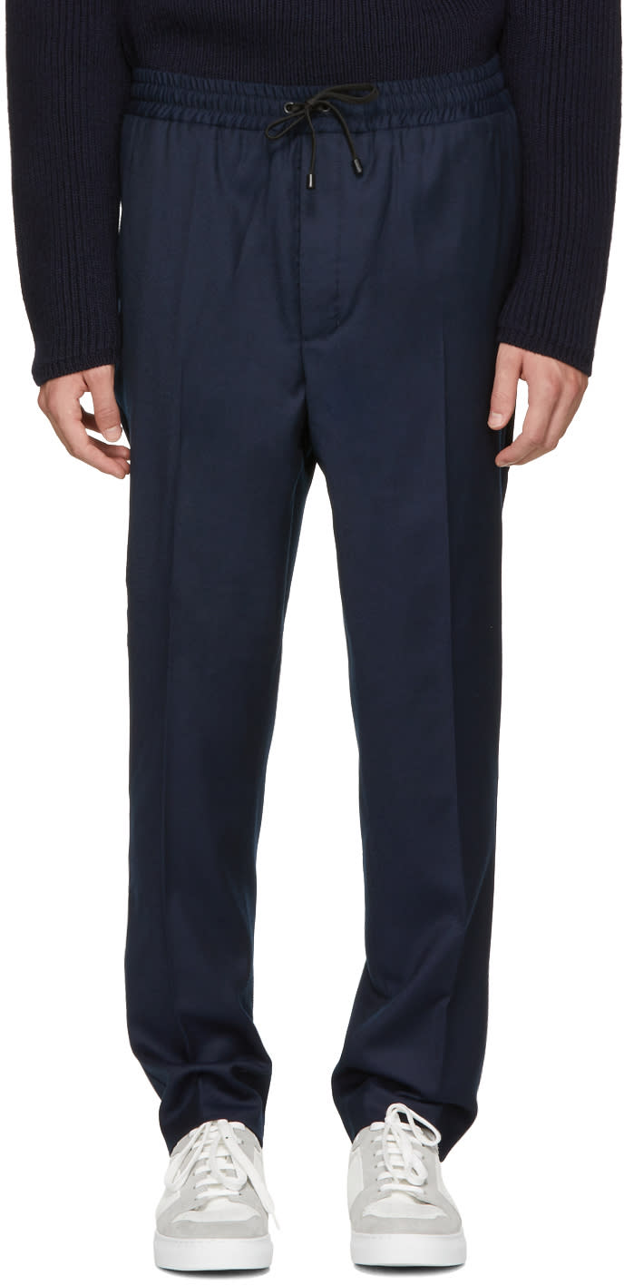 Ami Alexandre Mattiussi Navy Elastic Waist Trousers
