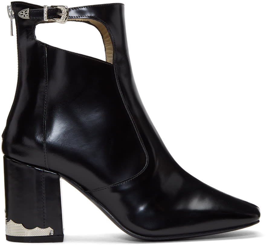 Toga Pulla Black Heeled Cut-out Boots