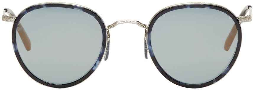 Oliver Peoples Blue and Silver Vintage Mp-2 Sunglasses