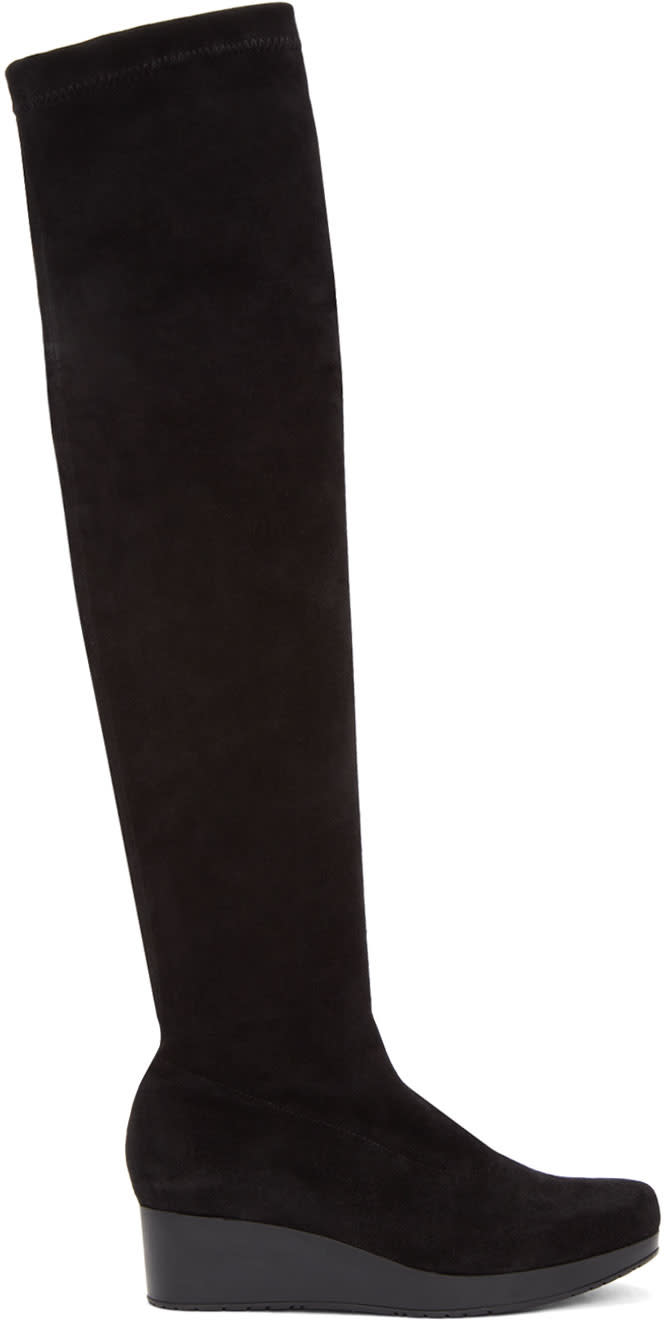 Robert Clergerie Black Suede Natu Over-the-knee Boots