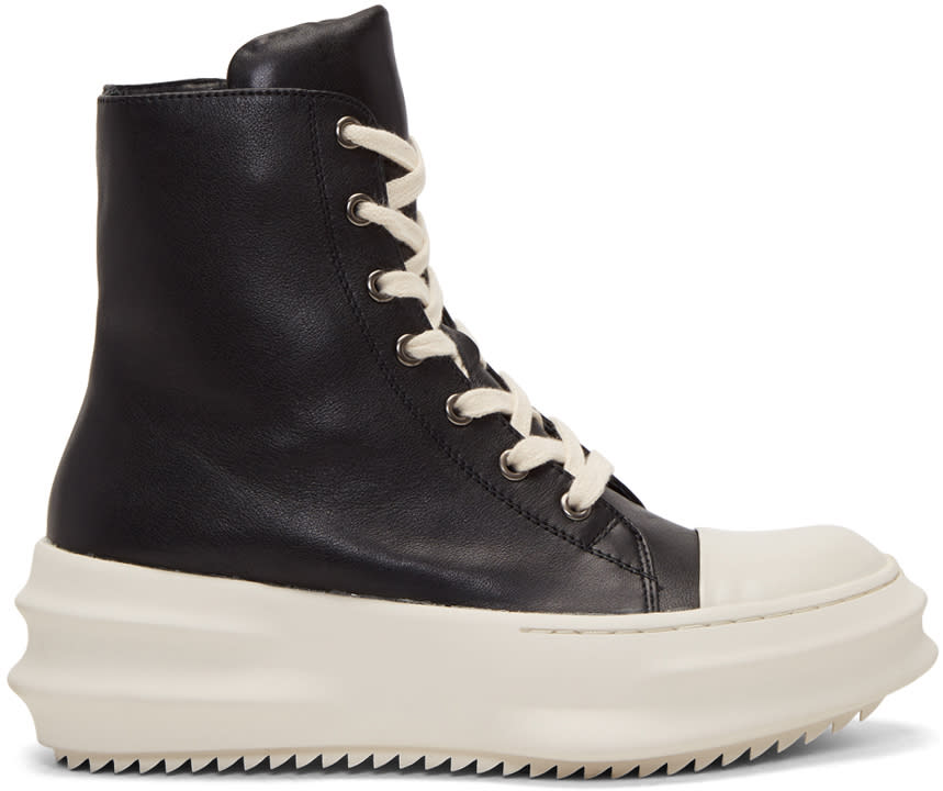 D.gnak By Kang.d Black and Off-white Leather High-top Sneakers