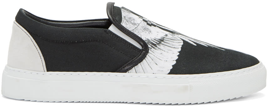 Marcelo Burlon County Of Milan Black and White Aish Slip-on Sneakers