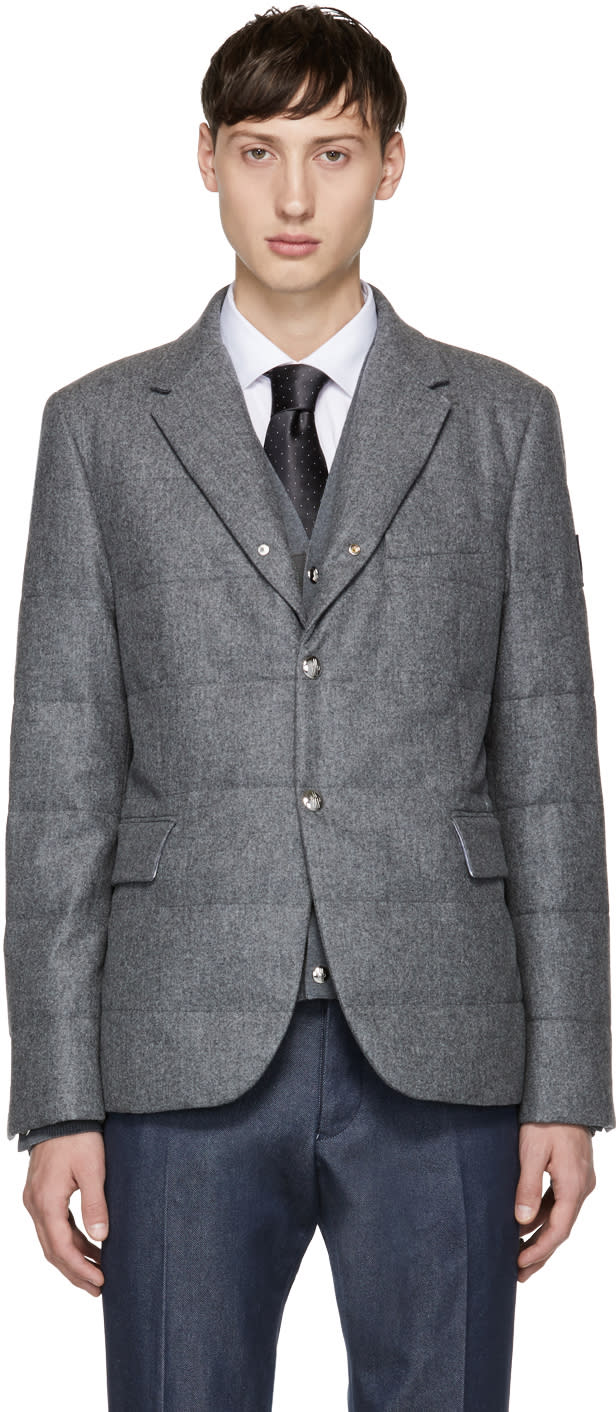 Moncler Gamme Bleu Grey Down Logo Blazer