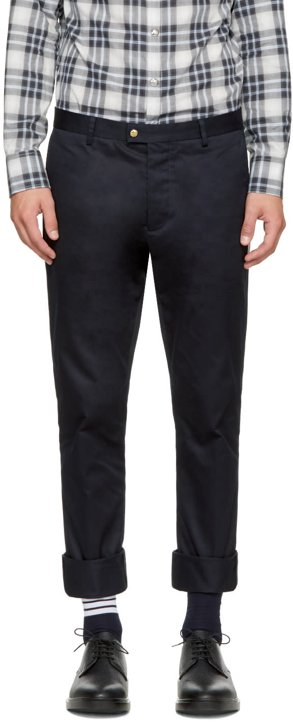 Moncler Gamme Bleu Navy Classic Cotton Trousers