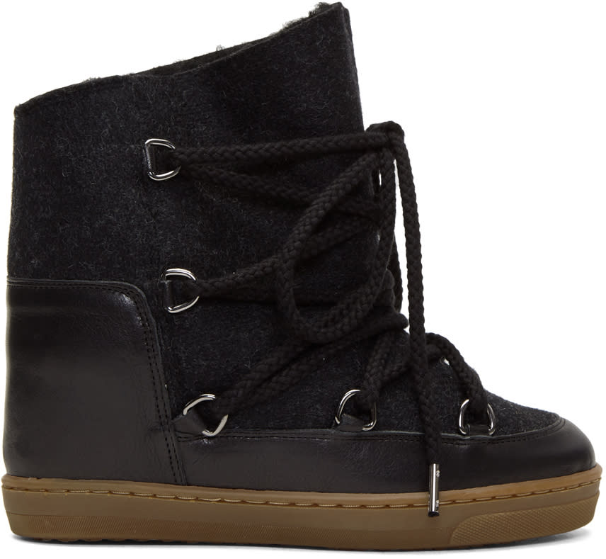 Isabel Marant Grey Sheepskin Nowles Boots
